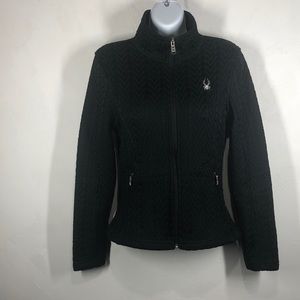 Spyder Black cable knit zip up jacket size small